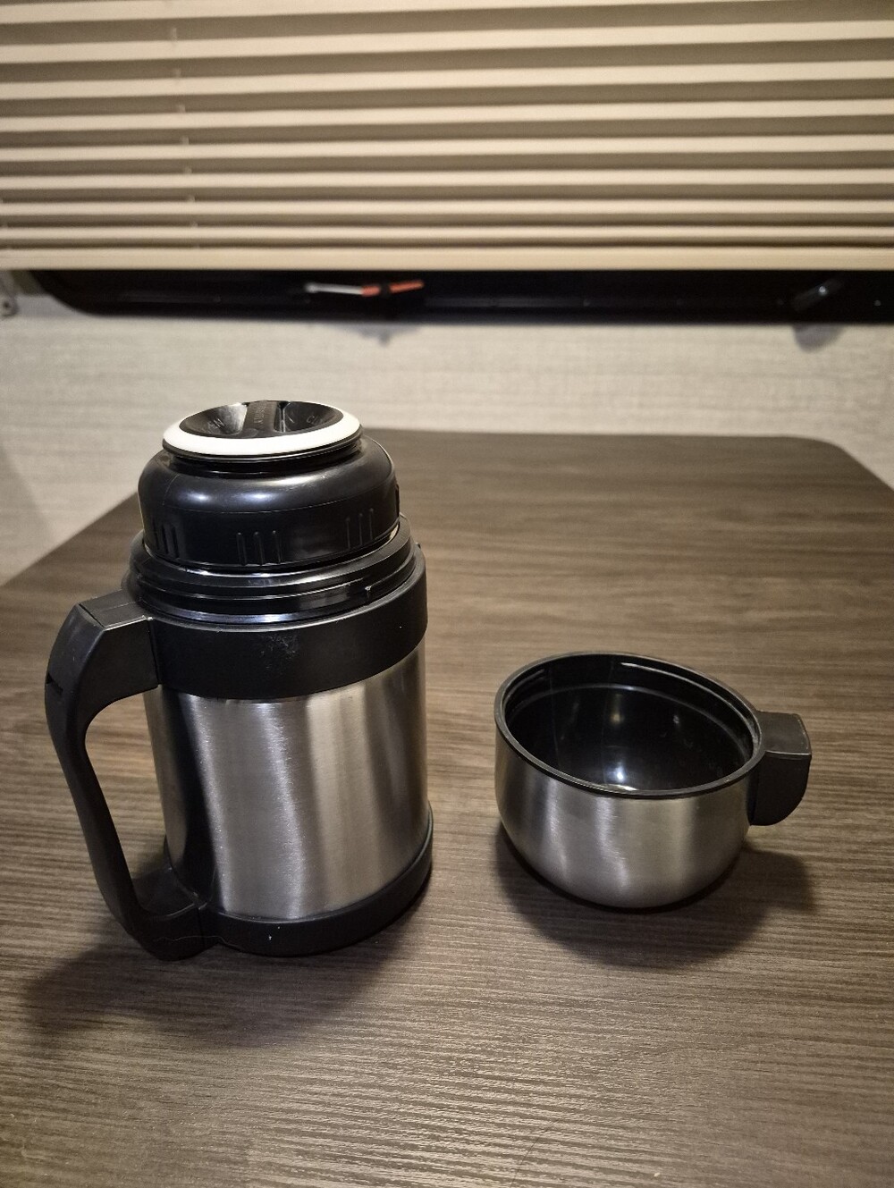 XL Stainless Steel Insulated Thermos with Removable Cup - Black & Silver